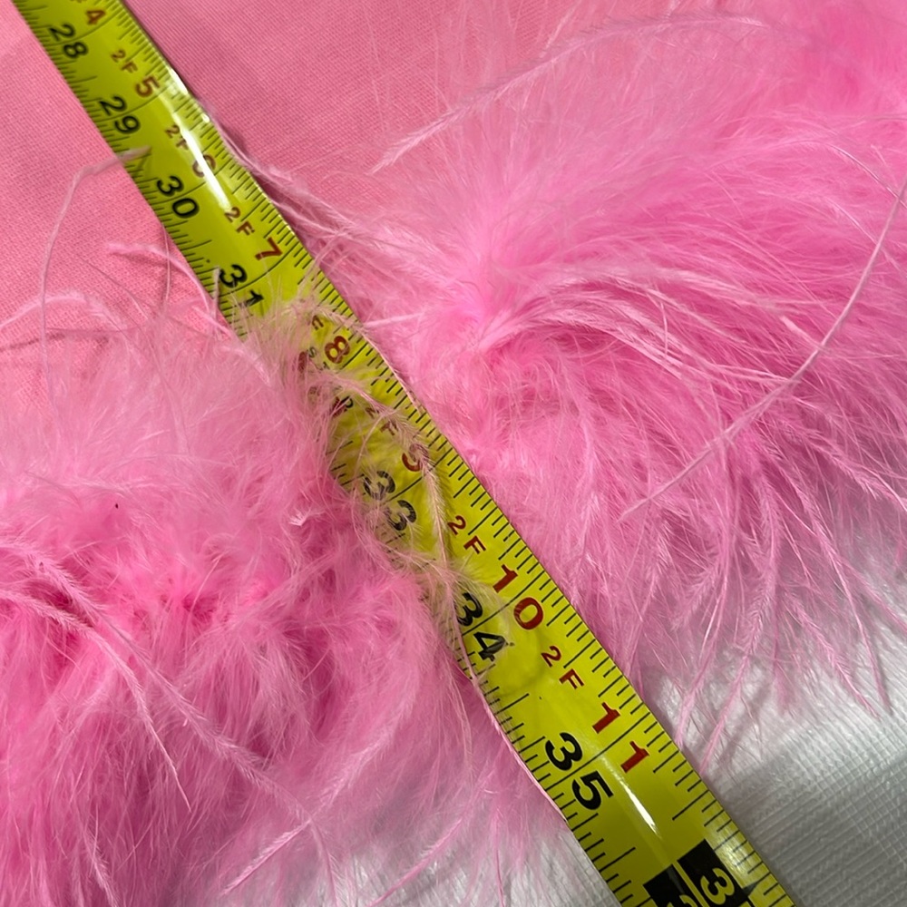 Fashion Nova Yvana Bandage Mini dress size large pink feathers trim NEW - Picture 16 of 16